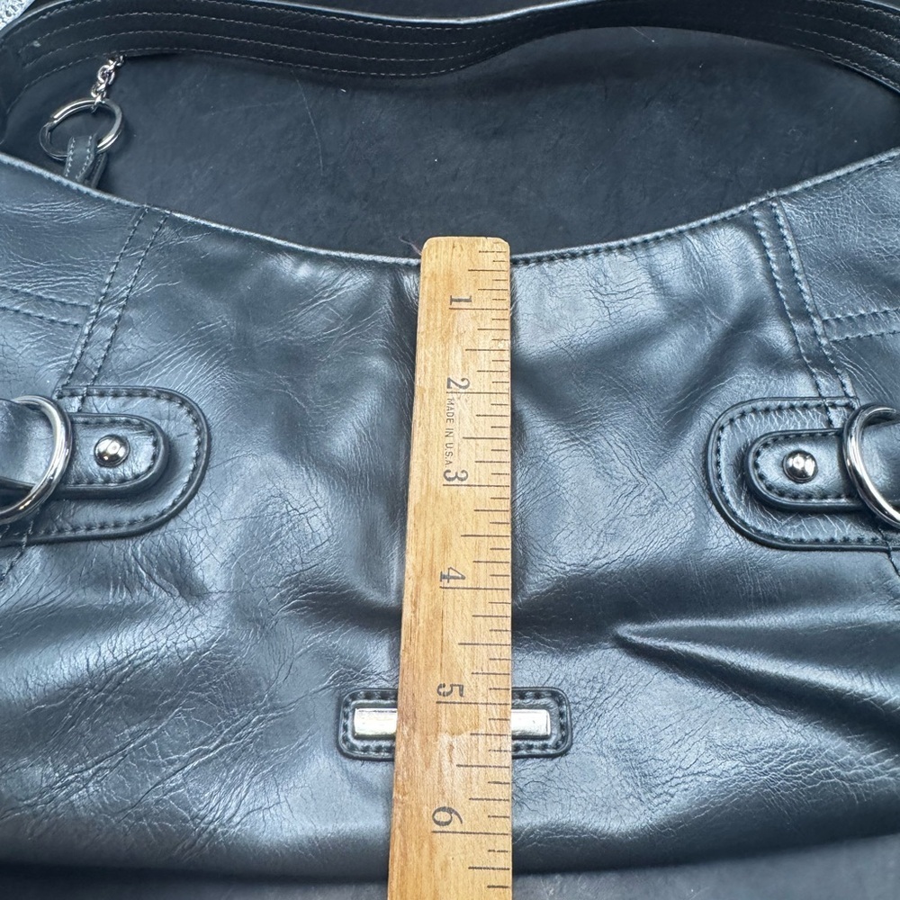 Nine West Gun Metal Shoulder Bag  Y2K  6” H x 15” L Classic Work Professional - Picture 15 of 16